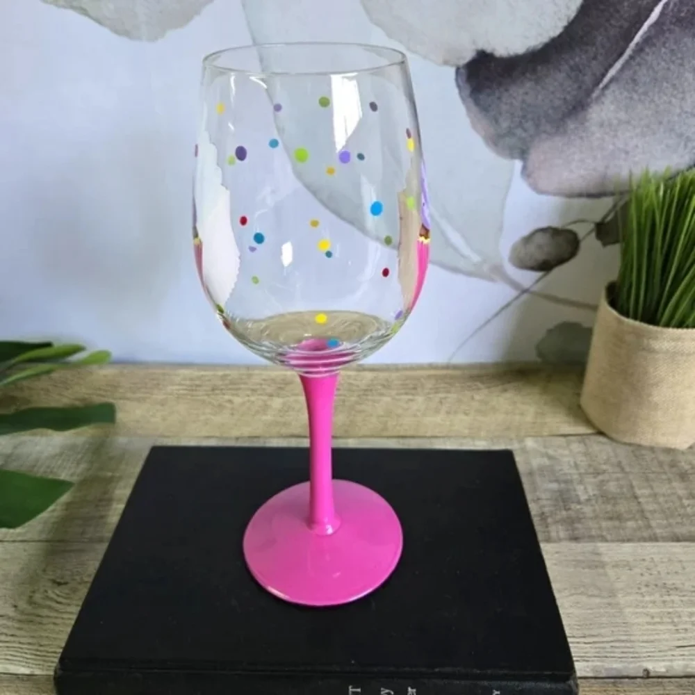 Pink Cupcake Wine Glass